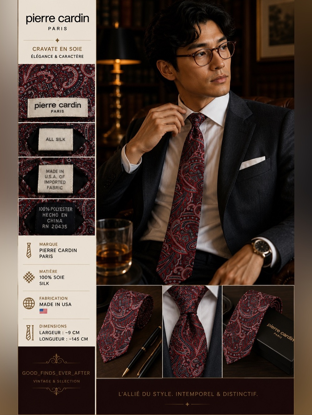 Pierre Cardin Paris - Burgundy Paisley Tie